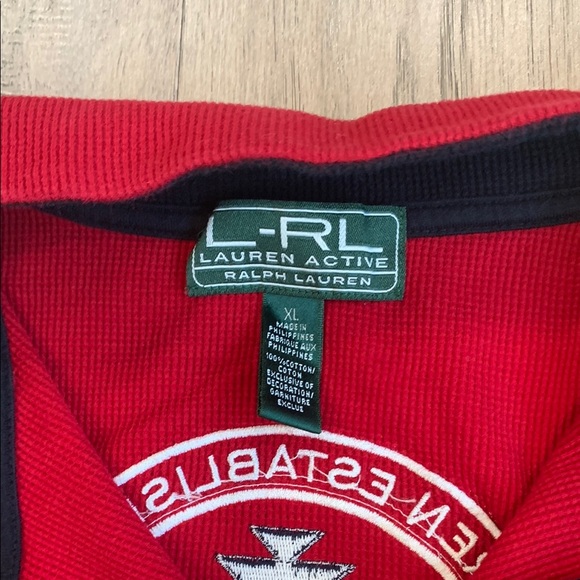Lauren Ralph Lauren Red Athletic Half-Zip Top with Black Trim - Picture 3 of 11